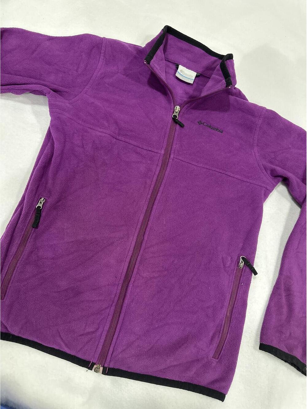 Columbia Purple Fleece Full Zip Jacket Black Trim kids L